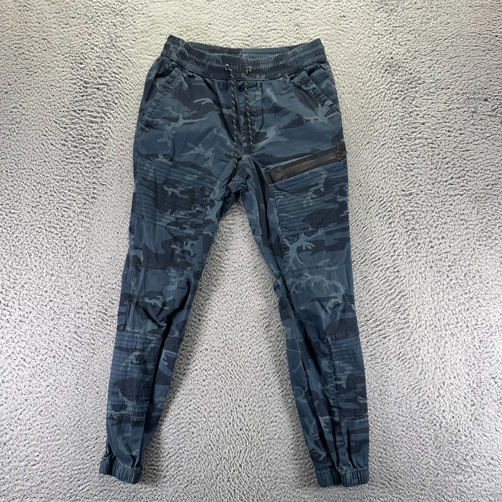 Ring of‎ Fire Pant Mens M Blue Cotton Jogger Camouflage Cargo Workwear Stretch